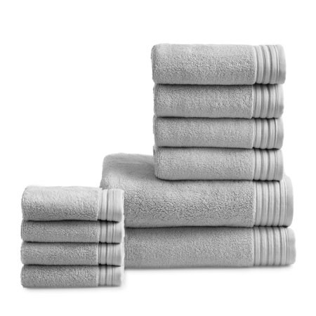 Hotel Style Egyptian Cotton Towel 10-Piece Set, Light Gray