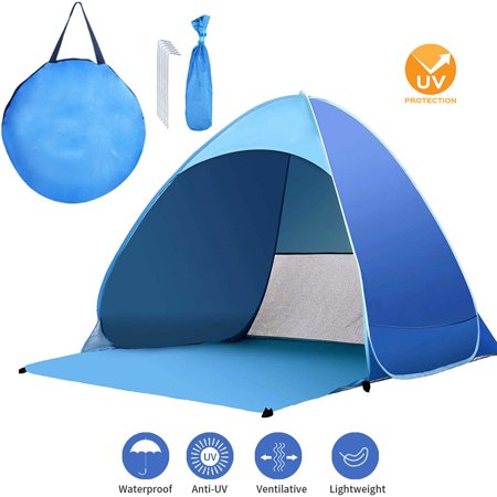 HUA TRADE Beach Tent Anti-UV Pop up Sun Shelter Tents Automatic Sun Umbrella Waterproof/Windproof Outdoor Cabana Tent with Carry Bag, Fit 1-3 Persons for Beach, Camping, Hiking