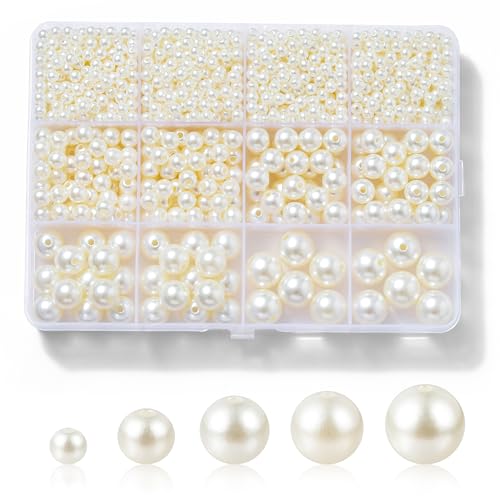 Earrings - On Sale Today! Hudinsun 1200 Pcs Pearl Beads For Jewelry Making, 5 Size Round Pearls For Bracelets Making Kit Small Pearl Filler Beads With Hole For Diy Craft Necklace Earrings