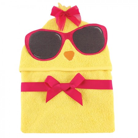 Hudson Baby Infant Girl Cotton Animal Face Hooded Towel, Cool Chick, One Size