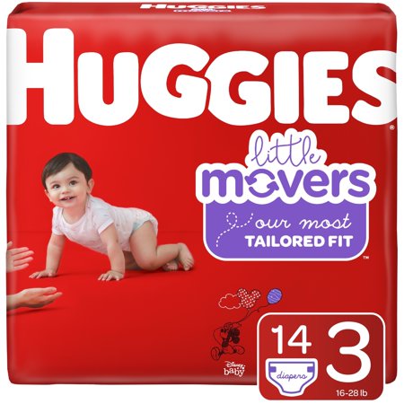 Huggies Little Movers Baby Diapers, Size 3, 14 Ct, Convenience Pack