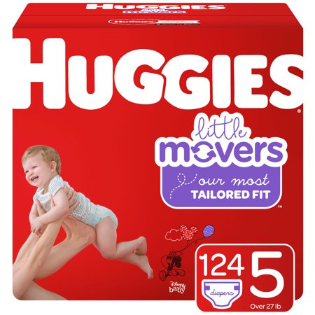 Huggies Little Movers Baby Diapers, Size 5, 124 Ct, One Month Supply