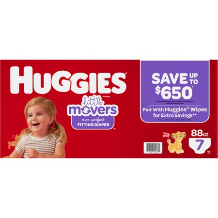 Huggies Little Movers Diapers, Size 7 - 41+ Pounds (88 Count)