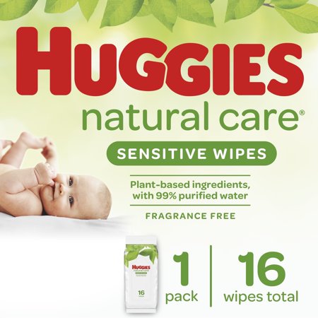 Huggies Natural Care Aloe Baby Wipes, Unscented, 1 Resealable Pack (16 Total Wipes)