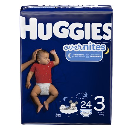 Huggies Overnites Nighttime Diapers, Size 3, 24 Ct, Jumbo Pack