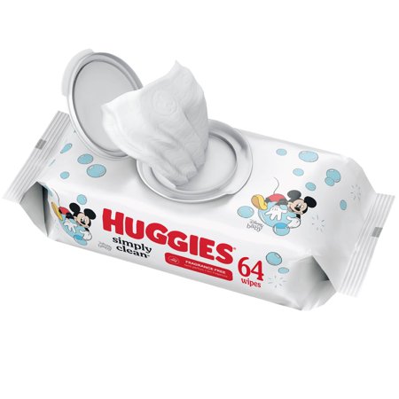 Huggies Simply Clean Unscented Baby Wipes, 1 Flip-Top Pack (64 Wipes Total)