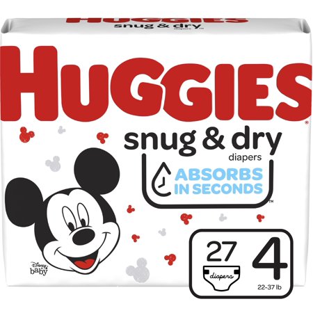 Huggies Snug & Dry Baby Diapers, Size 4, 27 Ct