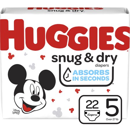 Huggies Snug & Dry Baby Diapers, Size 5, 22 Ct