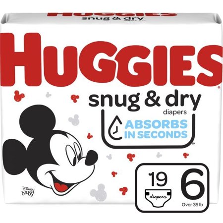 Huggies Snug & Dry Baby Diapers, Size 6 - 19 Count