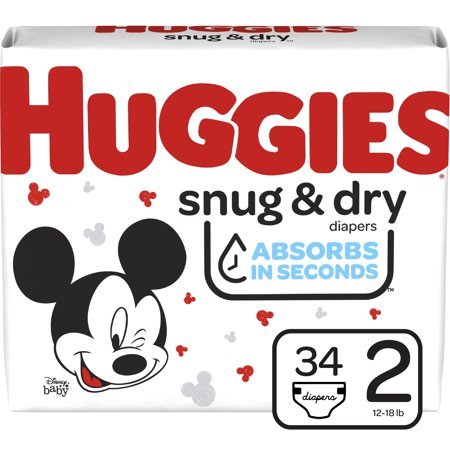 Huggies Snug & Dry Wetness Indicator Hypoallergenic Comfortable Soft Diapers - Size 2, 34 Count