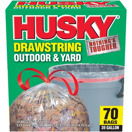 Husky 39 Gal Drawstring 70 Ct Clear Yard Bag