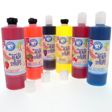 Hypothermias Variety Pack (6 Pints) STRAWBERRY, WATERMELON, GRAPE, BANANA, CHERRY, BLUE RASPBERRY - Handcrafted Hawaiian Snow Cones Flavor Syrups coffee, icee slushie, soda stream flavor syrup