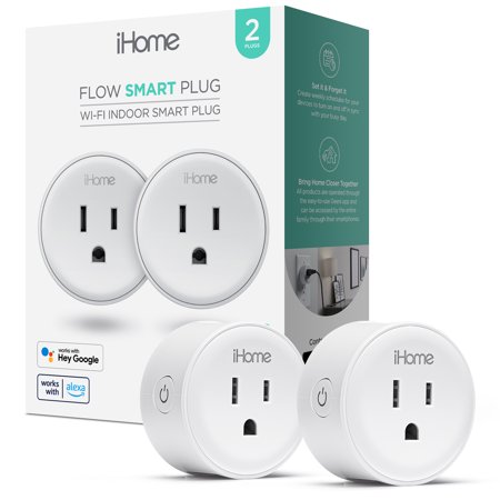 iHome 2 Pack Round Smart Plug, White