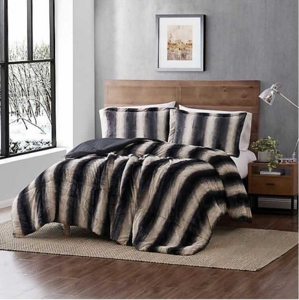Faux Fur 3-Piece Comforter Set Any Size Only $25.00 at Bed Bath & Beyond!!