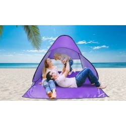 iMounTEK 2-3 Person Pop Up Beach Tent Sun Shade Shelter with Net Window Purple in Blue
