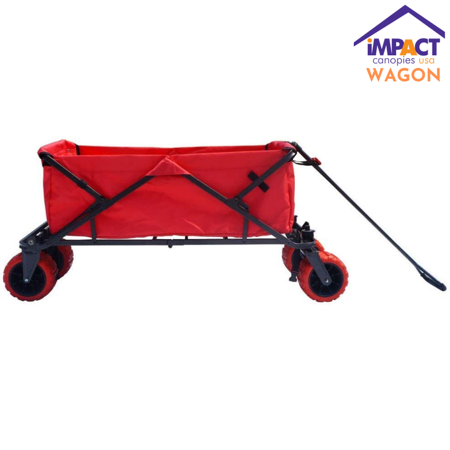 Impact Canopy Folding Utility Wagon, Collapsible, All Terrain Beach Wagon, Red
