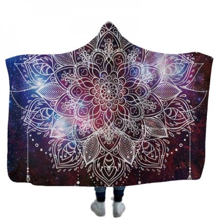 Indian Bohemia Hooded Blanket 3D Printed Wearable Blanket Adults Men Women Ultra Plush Blanket Hoodie Soft Throw Blanket