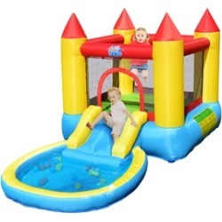Inflatable Bounce House Kids Slide Jumping Castle Bouncer w/balls Pool & Bag -color in Multi