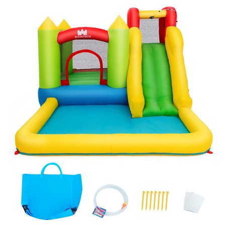Inflatable Bounce House Water Slide Jump Bouncer w/Climbing Wall and Splash Pool