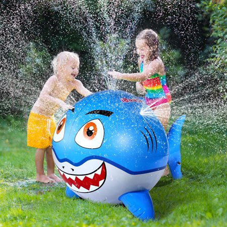 Inflatable Sprinkler for Kids,30 in Shark Beach Ball Sprinkler,Inflatable Water Spray Ball Toys for Outdoor Backyard,Ages 3+