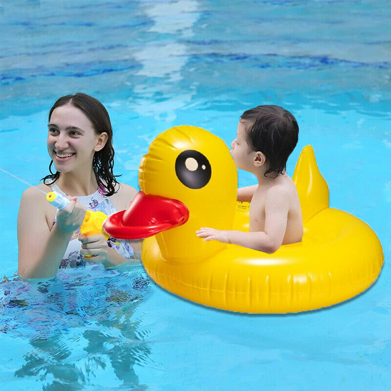 Inflatable Yellow Duck Pool Raft Seat Float Swim Ring Outdoor Water Toy For Kids