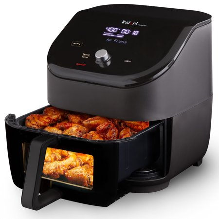 Instant Vortex Plus Air Fryer with ClearCook, 6 Quart, 6-in-1 Air Fry, Roast, Broil, Bake, Reheat, Dehydrate, Black