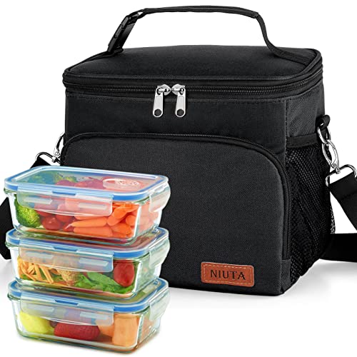 Insulated Lunch Bag for Men/Womens, Lunch Box,Upgraded version Double Deck (Black-1) On Sale At Amazon.com