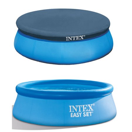 Intex 8ft Easy Set Inflatable Above Ground Round Swimming Pool and Pool Cover