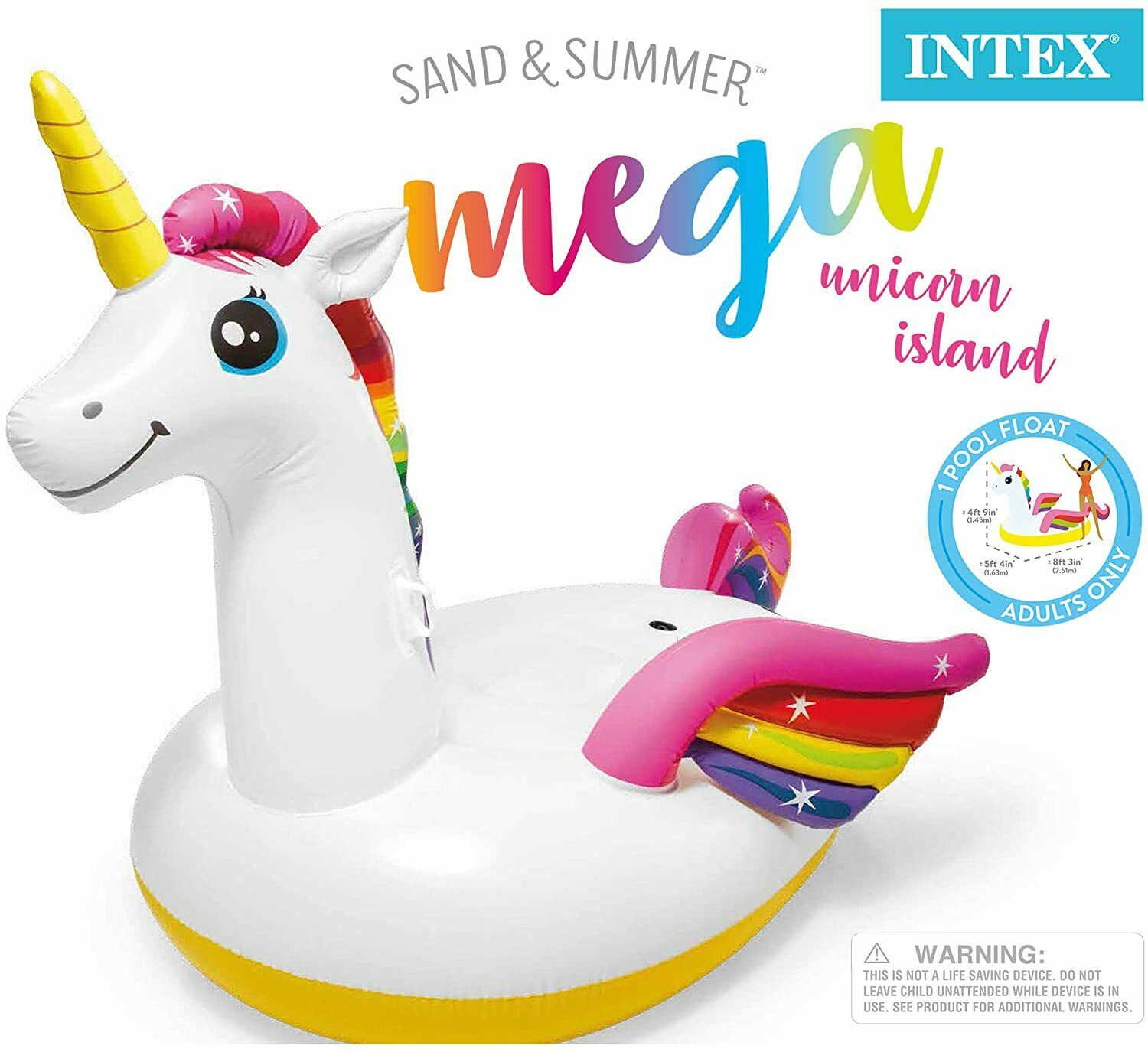 Intex Giant Unicorn Inflatable Ride-On Pool Float 79x55x38" Swimming Water Toys