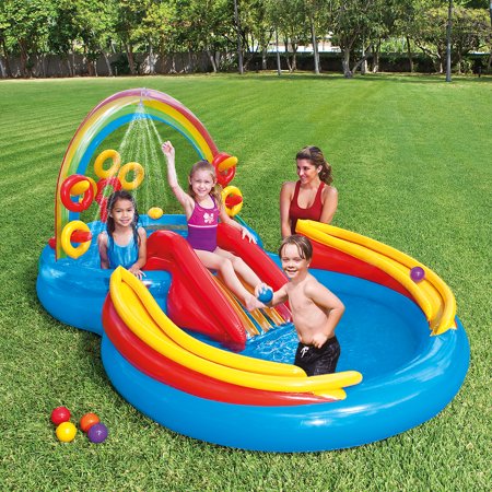 Intex Rainbow Ring Inflatable Play Center with Sprayer, 117" x 76" x 53"