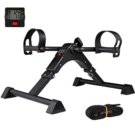 IPKIG Under Desk Bike Pedal Exerciser for Arms and Legs Fitness, Stationary Foldable Mini Exercise Bike with LCD Monitor and...