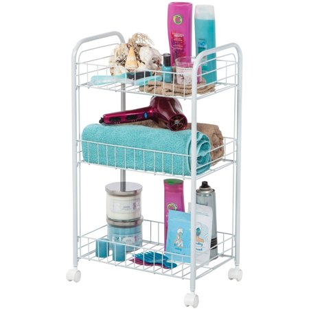 IRIS USA, 3-Tier Wire Rolling Kitchen and Laundry Cart, White