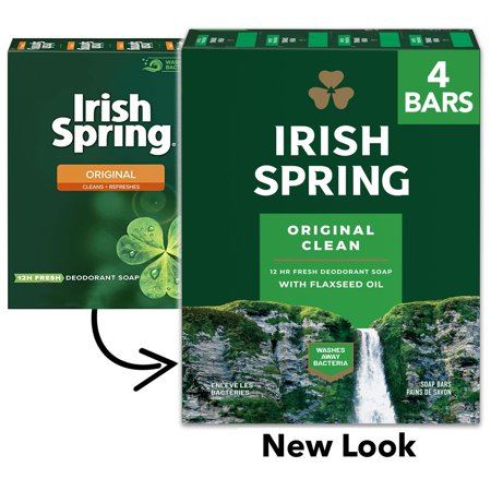 Irish Spring Bar Soap for Men, Original Clean Deodorant Bar Soap, 3.7 Oz, 4 Pack
