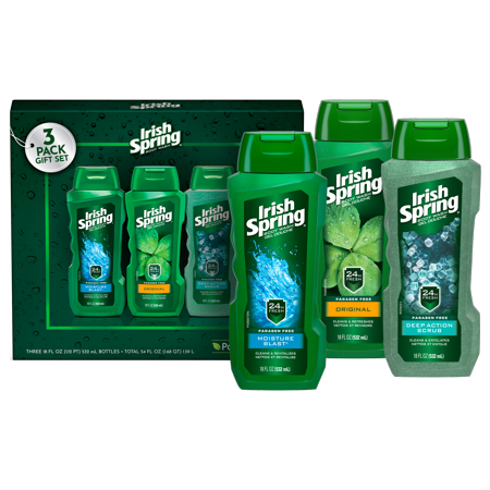 Irish Spring Men's Body Wash Shower Gel Holiday Gift Pack, 18 Fl Oz, 3 Ct
