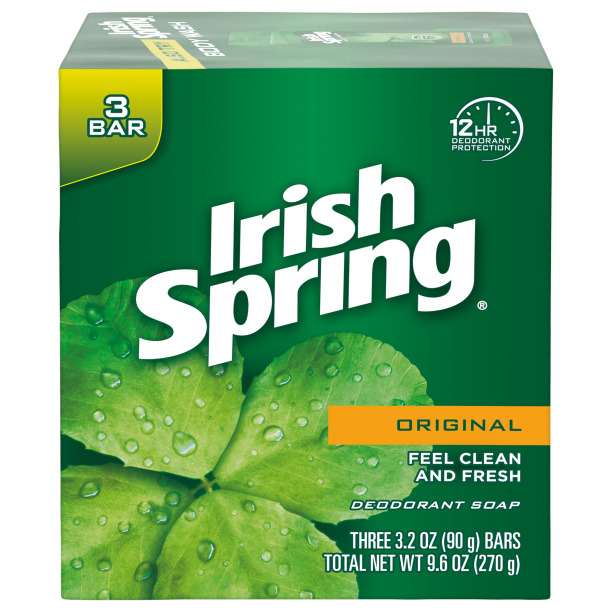 Irish Spring Original, Deodorant Bar Soap, 3.2 Ounce, 3 Bar Pack