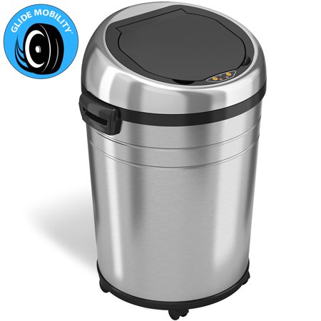 iTouchless Commercial Size Automatic Touchless Sensor Trash Can - Stainless Steel ? 18 Gallon / 68 Liter ? Round Shape