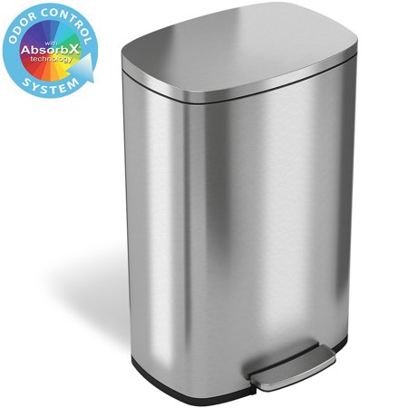 iTouchless SoftStep 13.2 Gallon Stainless Steel Step Trash Can, 50 Liter, Pedal Kitchen Trash Can