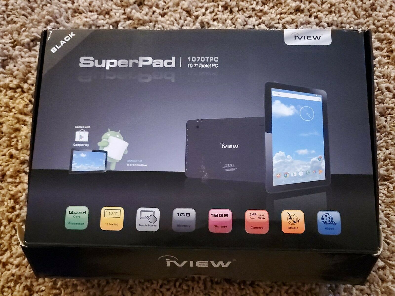 iVIEW 10.1" SuperPad Android Tablet - 1GB Ram - 16+32 GB Storage (1070TPC-BK) US
