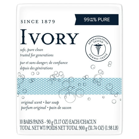 Ivory Bar Soap with Original Scent, 3.17 oz, 10 Count