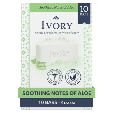 Ivory Gentle Bar Soap Aloe Scent 39.8oz, 10 Count