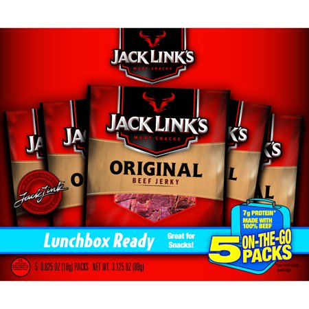 Jack Links Beef Jerky, Original. Meat Protein Snack Packs, 5ct 0.65oz