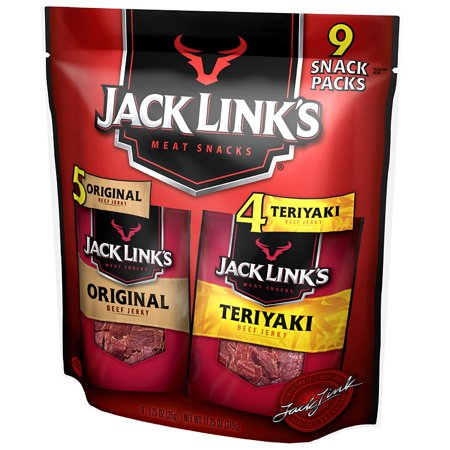 Jack Link’s Beef Jerky Variety Pack, 9 Count (1.25 oz Bags) – Variety Pack Includes Original and Teriyaki Beef Jerky – Great for Lunch Boxes, Good Source of Protein – 96% Fat Free, No Added MSG