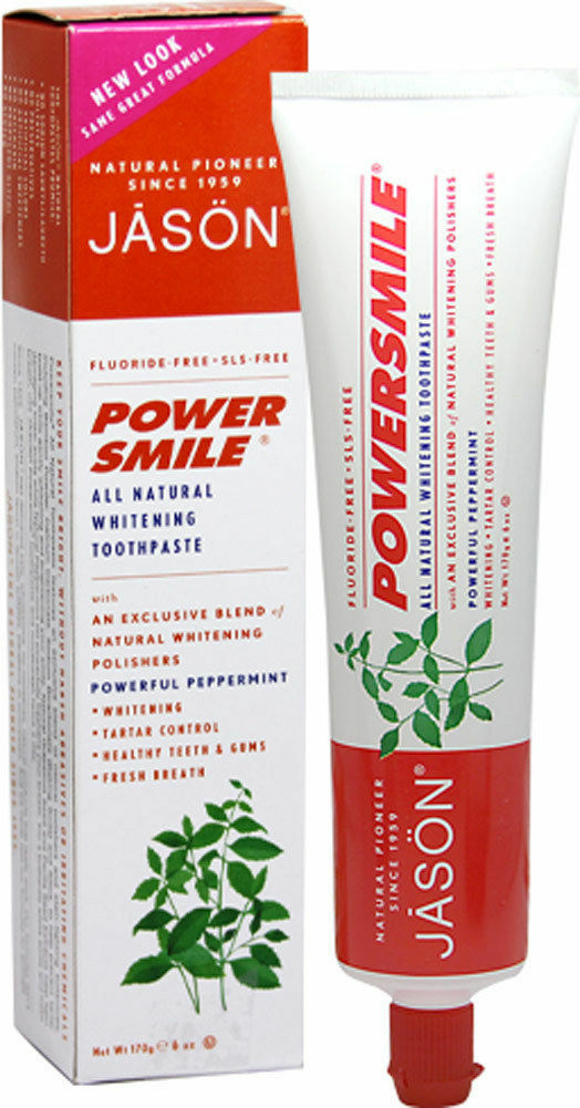 Jason POWERSMILE Antiplaque, Whitening, Fluoride-Free Toothpaste PEPPERMINT 6 oz