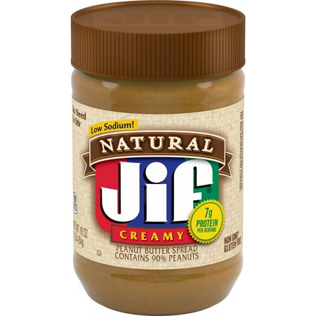 Jif Natural Creamy Peanut Butter Spread, 16-Ounce Jar