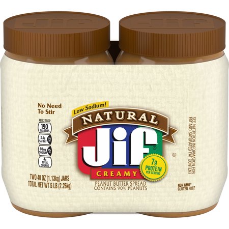 Jif Natural Creamy Peanut Butter Spread Twin Pack, 80-Ounce
