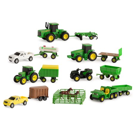 John Deere Toy Tractor Value Set, Tractor And Farm Animal Toys, 1:64 Scale