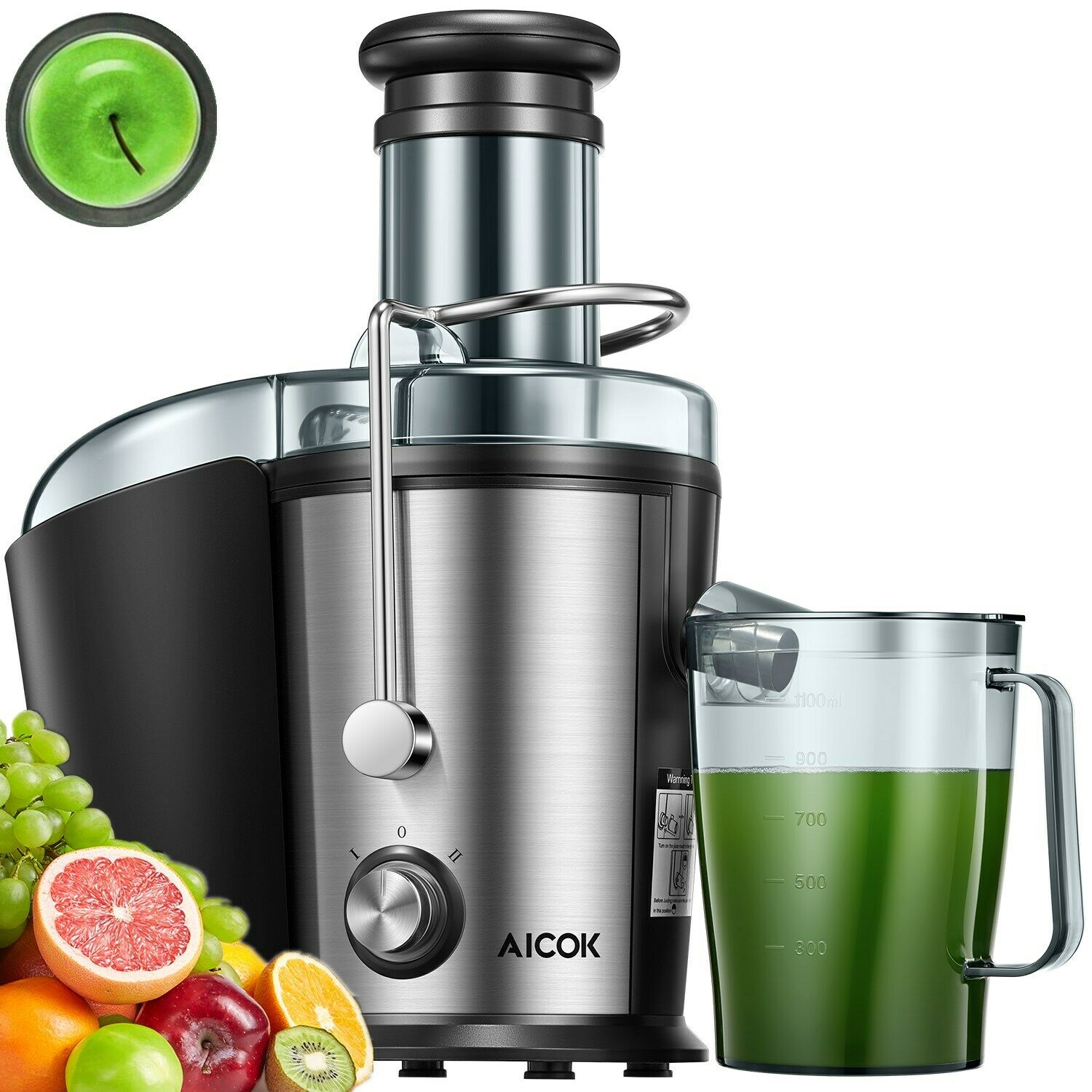 Juicer, Aicok 800W Juice Extractor, Stainless Steel Centrifugal Juicer Machine