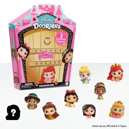 Just Play Disney Doorables Glitter and Gold Princess Collection Peek, Includes 8 Exclusive Mini Figures, Styles May Vary, Kids Toys for Ages 5 up