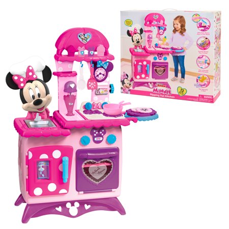 Just Play Disney Junior Minnie Mouse Flipping Fun Pretend Play Kitchen Set, Play Food, Realistic Sounds, Kids Toys for Ages 3 up