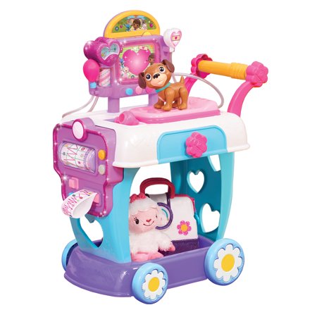 Just Play Doc McStuffins Toy Hospital Care Cart, Lights and Sounds Doctor Pretend Play Set, Includes Findo Dog Figure, Kids Toys for Ages 3 up